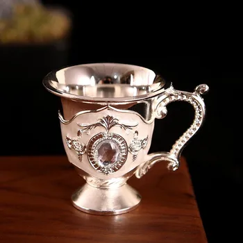 Retro Lichior De Sticlă Se Ocupe De Cupa De Metal Artizanat Cadou Home Decor Ceașcă De Ceai Pentru Kithcen Sala De Mese Tacamuri Bar Decor Acasă