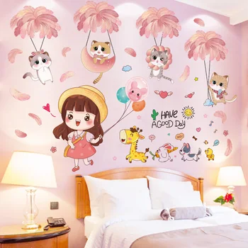 [shijuekongjian] Pisici Animale de Autocolante de Perete DIY Fată de Desene animate Decalcomanii de Perete pentru Camere de Copii Dormitor Copil Pepinieră Decor Acasă