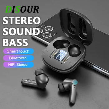 DISOUR Wireless Căști BT 5.0 Cască LED Cu Mic Hifi Stereo Sport Earbud Cască Bass funcția de Anulare a Zgomotului Pentru Telefonul Inteligent