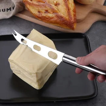 1 buc Brânză Cuțit din Oțel Inoxidabil Cuțit de Brânză cu Furculita Sfat Zimțată Unt Brânză Cuțit Tăietor Cutter Brânză Instrumente