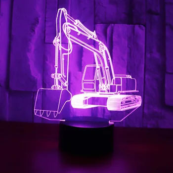 3D LED Lumina de Noapte Utilaje de Excavat Excavator Excavator cu 7 Culori deschise pentru Decorațiuni interioare Lampa de Vizualizare Uimitoare