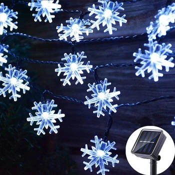 În aer liber Lumini Solare 5-12m Condus Snowflak Ghirlanda rezistent la apa IP66 Lumini de Basm Pentru Acasă Grădină, Terasă Ornamente pentru Bradul de Crăciun în 2021