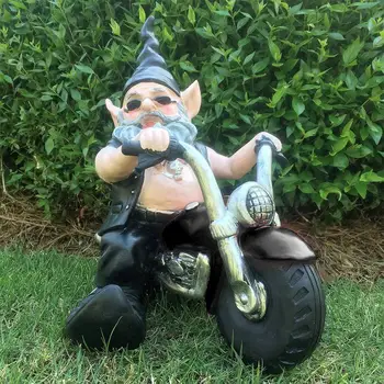 Gnomi Motociclist Babe Motocicleta Pitic de Grădină locomotiva Gnome Două Statui Rășină Decoratiuni de Gradina Decor în aer liber