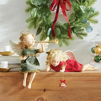 Crăciun Înger Înger De Crăciun Suflă O Trompeta Așezat Fetița Rășină Decor Acasă De Anul Nou Decor De Crăciun