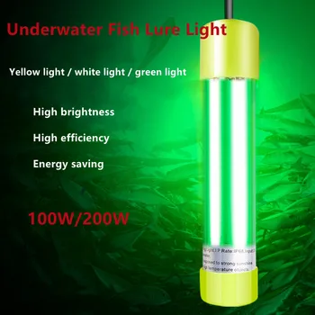 12V 100W, 200W 6/15M Fir de Aluminiu de Mare Putere Verde Alb Galben LED Momeala Submersibile Pescuit Subacvatic Pește Lumina Atrage Lumina