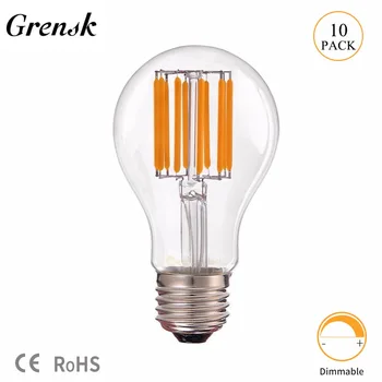 Grensk 8W 10W Edison A19 Glob Lampa Vintage cu LED Becuri cu Filament Alb Cald E26 110V E27 220V flux luminos Becurile cu Led-uri