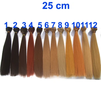 temperatură înaltă, părul de păpușă 25cm negru auriu maro natrual culoare lung și drept peruca pentru 1/3 1/4 bjd tesatura papusa de păr