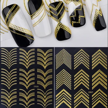 8styles de Aur de Metal de Unghii 3D Autocolante Dungi Val Linie de Adeziv decal Tobogan de Apă de Transfer unghii DIY decorare Sfaturi de Design