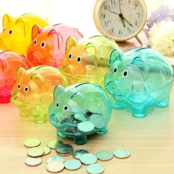 Plastic Transparent Bani de Economisire Cutie Caz Monede pusculita de bani Desene animate Porc cutie de bani în Formă de Economii cutie pentru monede