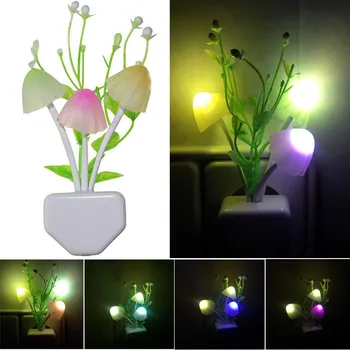 Ciuperci Colorate LED Lumini de Noapte Amurg până în Zori Senzor de Lumină de Control Auto On/OFF Lampa de Perete Cu UE/SUA Plug Pentru Copii Decor Acasă