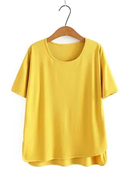 Plus Dimensiunea Îmbrăcăminte Pentru Vara cu Maneci Scurte T-Shirt Gât O bandă Încrețită, Culoare Solidă Tricou de Mari Dimensiuni Subțire Vrac Topuri XL-4XL