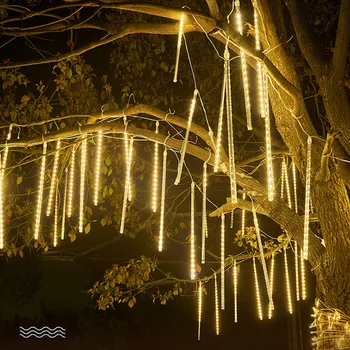 În aer liber LED de Meteoriți Lumini care se Încadrează Picătură de Ploaie Fairy Șir de Lumini pentru Petrecerea de Craciun Grădină Holiday Street Decoratiuni