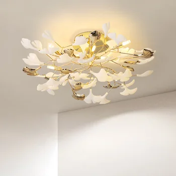 Modern Lumini Plafon Frunze de Ginkgo Lămpi pentru Camera de zi Dormitor Sufragerie Decor Acasă G9 Creative Caldura Pandantiv Candelabru