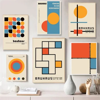 Bauhaus Culoare Bloc De Linii Geometrice Moderne Nordic Postere Si Printuri De Arta De Perete Panza Pictura Pe Perete Imagini Pentru Living Decorul Camerei
