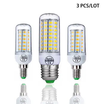 3 Buc/lot Lampa LED E27 E14 Bec LED SMD5730 AC 220V Porumb Bec 24 36 56 72LEDs Candelabru Lumânare Lumina LED-uri Pentru Lumina de Acasă