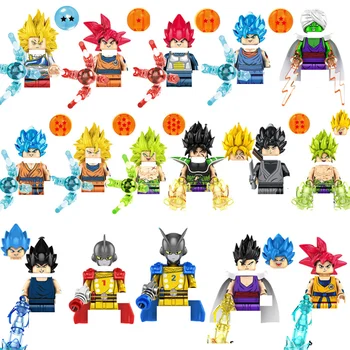 16 Stil Bandai Dragon Ball Blocuri Caramizi Saiyan Goku, Vegeta Mini Figurine Copii Asamblare Jucarii Si Cadouri En-Gros