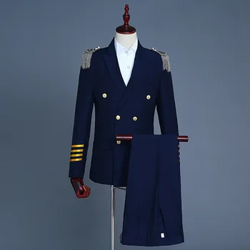 2022 Noi Oameni de Afaceri Căpitanului Costum Dublu Rânduri Costum de Seară Ciucure Costum Militar de Performanță Haine (nu de Decoratiuni)