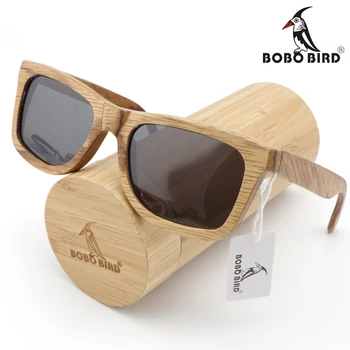 BOBO PASĂRE de Moda pentru Bărbați ochelari de Soare Polarizat Personalizate din Lemn de Bambus ochelari de soare Pătrat În Cutie de Cadou Dropshipping Personalizate OEM