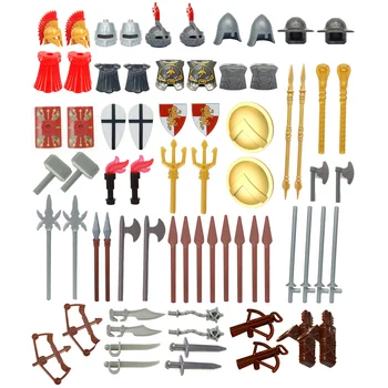 70pcs Cavaler Set de Arme pentru Roma Războinic Castel Cavaler Sabie, Scut, Suliță Arbaleta Bloc cifre