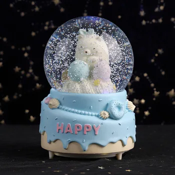 Urs drăguț Luminos Glob de Zapada cu Muzica Crystal Ball Sfera Minge de Sticlă Office Home Decor Ambarcațiuni Copii Ziua de nastere Cadou de Crăciun