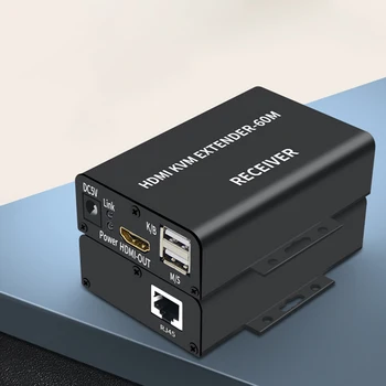 60M HDMI KVM Extender prin Cat5e/6 Cablu Ethernet Rj45 1080P KVM USB HDMI Extende Audio Video Converter POC Powed din Aliaj de Aluminiu