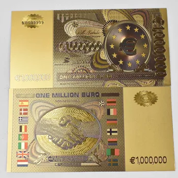 Folie de aur Bancnota de Un Milion de Culoare Euro Hârtie Notă Europene Replica Valută pentru Colectarea Moneda Meserii