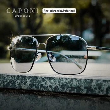 CAPONI Polarizat ochelari de Soare Patrati Bărbați Clasic de Brand Designer de Ochelari de Moda Fotocromatică Bărbați de Conducere Ochelari de Soare BS8174
