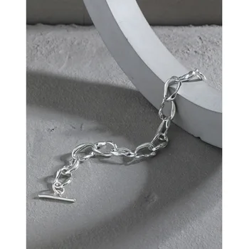 Coreeană uri de nișă design minimalist wild vânt rece OT catarama lanț textura S925 argint brățară femeie de lux bijuterii