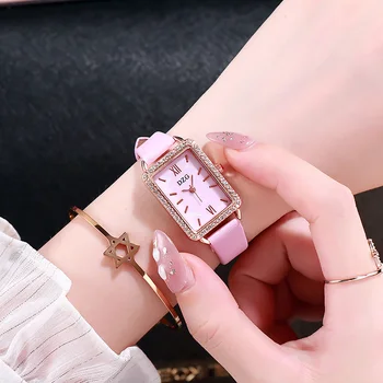 Noul DZG centura doamnelor ceas stras pătrat mic viziona versiunea coreeană de același stil la modă femei cuarț ceas