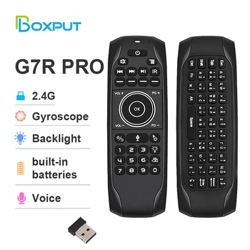 G7R/G7V PRO rusă, engleză tastatură fără Fir Control de la Distanță cu iluminare din spate Vocea Giroscop 2.4 G Mouse-ul de Aer IR de Învățare Pentru Smart TV box