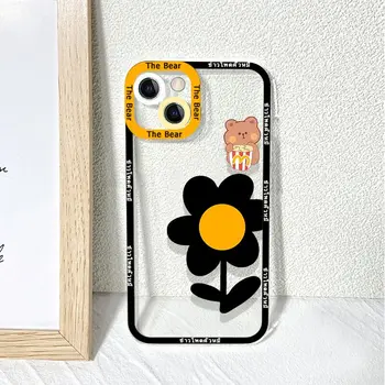desene animate drăguț urs de flori de telefon capacul din spate pentru iphone 14 11 12 pro max 13 mini silicon moale caz pentru iphone xr xsmax x 7 plus 8
