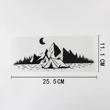 Negru/Argintiu Călătorie Camping Munți Luna Decal Vinil Autocolant Auto 25.5CMX11.1CM