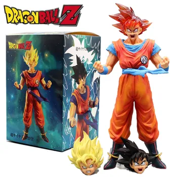 29CM Dragon Ball Z Goku Figura Anime GK Super Saiyan PVC 3-Cap de Statuie Acțiune Figurine Model de Papusa de Colectie Jucarii pentru Copii Cadouri