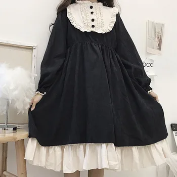 Japoneză Fată Dulce Lolita Goth Punk Drees Kawaii Drăguț Lace Zburli Puff Maneca Drees Moda Retro Elegant Lady Fairy Dress