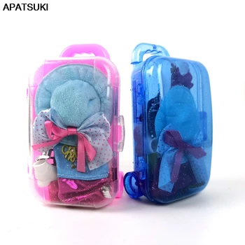 Moda Plastic 3D Drăguț Bagaje de Călătorie Mini Caz Portbagaj Valiza pentru Barbie Mobilier casă de Păpuși, Accesorii Jucării Pentru Copii 1/6