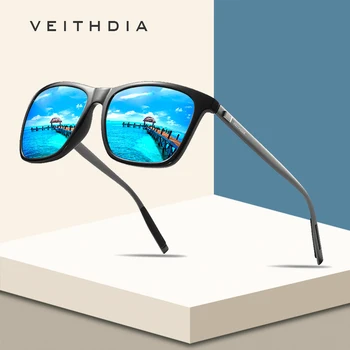 VEITHDIA Brand Unisex Retro Aluminiu+TR90 Pătrat ochelari de Soare Polarizat Lentile de Epocă Ochelari, Accesorii Ochelari de Soare Pentru Barbati/Femei