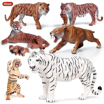 Oenux Animale Sălbatice Pisica Tigru Simulare Tigru cu dinți Sabie de Cifrele de Acțiune Solid din PVC Model Figurine de Educație Pentru Copii-Cadou
