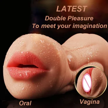 Jucărie sexuală pentru Bărbați real Realist Vagin Gura Oral Artificial Adanc pe Gat cu Limba pe Dinti Silicon de sex Masculin Masturbator vagin de Buzunar