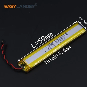 3.6X12X59mm 3.7 V 250mAh baterie Reîncărcabilă li-Polimer Baterie Li-ion Pentru pen MP3/MP4/Joc de Jucător GPS PSP Lampe vorbitor jucării 361259