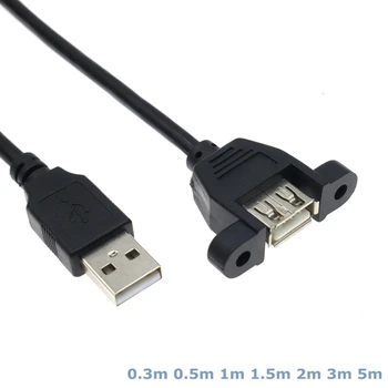 0,3 m-5m USB 2.0 de sex Masculin la Feminin Cablu de Extensie Cu Montare pe Panou Orificiile pentru șuruburi pentru a Repara erorile de Control Industrial Șasiu Adaptor