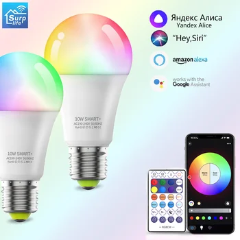Wifi Inteligent LED RGB Bec E27 lumina Reflectoarelor Lampă Colorat APP/Voice Control cu Alexa Yandex 220V Lumini pentru Living constantin