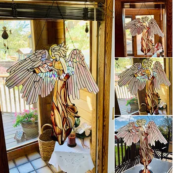 Fereastra Draperii Decor Suncatcher Art Îngeri Cuplu Acrilice Vitralii Placi Ornament Bara Garden Party Decor Acasă Cadou