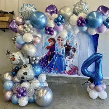 Disney Frozen Tema Petrecere Ghirlanda Baloane Arcada Kit Olaf 40inch Număr Albastru Baloane Folie Medii de Perete Copii Ziua de nastere Decoruri