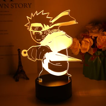 3D LED Lumina de Noapte Anime Naruto Uzumaki, Sasuke, Kakashi Hatake Copii Decor Dormitor Lnoapte Lampa de Itachi Uchiha Cadou de Crăciun