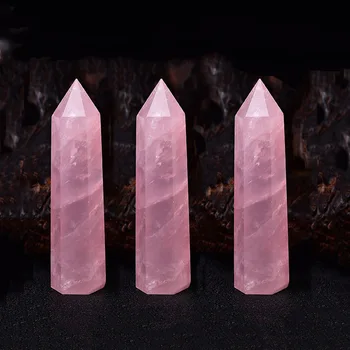 1buc Piatra Naturala Trandafir Roz Cristal de Cuarț Bagheta Punct de Vindecare Minerale Piatră de Colectare a Decor Acasă DIY Hexagonale Tratament Pietre