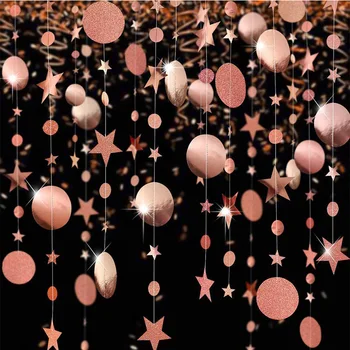 4M Oglindă Sclipici de Stele Cerc de Hârtie Șir Ghirlanda Petrecere de Aniversare de Nunta de Decorare Cusut Hârtie Ghirlanda de Crăciun, de Anul Nou