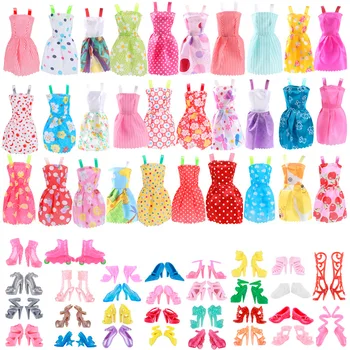Cele mai noi Moda Handmade 20 de Articole/Lot Papusa Accesorii Freeshipping =Random 10 Rochii +Random 10 Pantofi pentru Papusi Barbie DIY